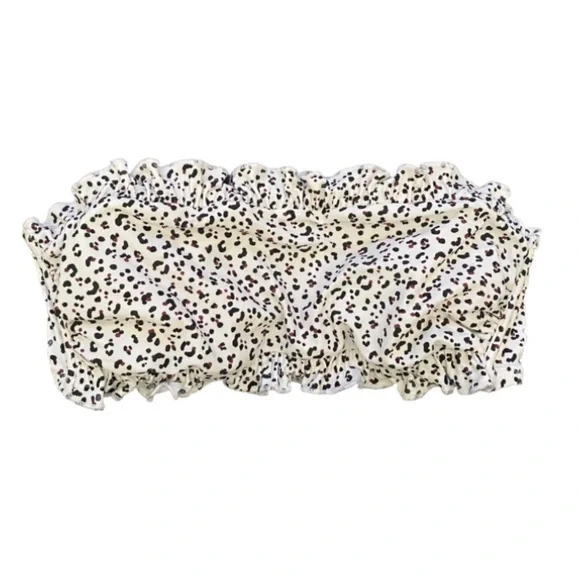 Shade & Shore micro leopard ruffle bikini top m - Picture 3 of 7